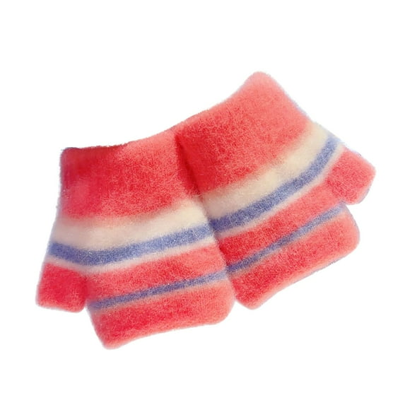 Wyobmus Kids Winter Fingerless Gloves Stretchy Knitted Haf Finger Gloves Patchwork Color Insulated Knit Gloves Pink*