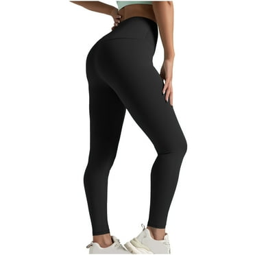 Wyobmus Leggings for Women Solid High Waisted Tummy Control Stretchy Capri Yoga Pants With Pockets for Workout Black