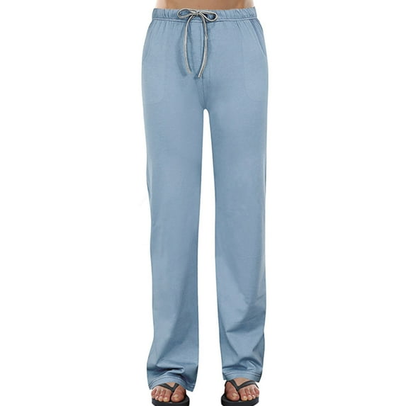 Wyobmus Lightweight Pajama Pants for Women Wide Leg Comfy Sleepwear Casual Lounge Pants 22'' / 30'' Blue