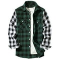 thumbnail image 1 of Wyobmus Long Sleeve Coat for Men Patchwork Warm Notch Lapel Plaid Jacket Casual Botton Down Winter Coat Green, 1 of 6
