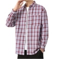 thumbnail image 1 of Wyobmus Long Sleeve Flannel Shirt for Men Long Sleeve Checkered Print Blouse Loose Fit Youth Button Down Casual Plaid Collared Shirt A-Red, 1 of 5