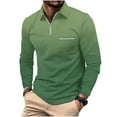 thumbnail image 1 of Wyobmus Long Sleeve Shirt for Men Casual Quarter Zipper T-Shirt Gradient Print Long Sleeve Lapeled Tops Green, 1 of 5
