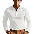 thumbnail image 1 of Wyobmus Long Sleeve Shirt for Men Waffle KniT-Shirts Casual Button Down Shirts Classic Collared Shirts White, 1 of 5
