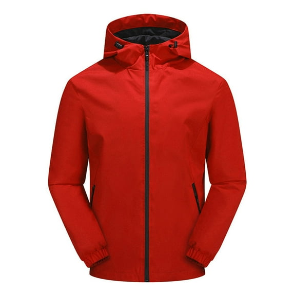 Wyobmus Man'S Oversize Hooded Jacket Causal Thin Style High-Grade Windbreaker Jacket Activewear Coat Red