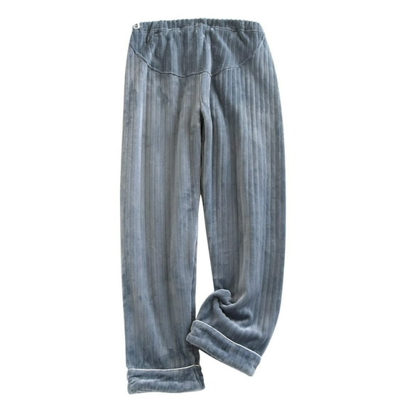 Wyobmus Maternity Pajama Pants for Women Plus Size Pregnancy High Waist Over The Belly Flannel Plush Loose Pants Wide Leg Pants A-Blue