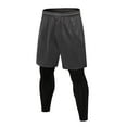 thumbnail image 1 of Wyobmus Men's 2 In 1 Running Pants Quick Dry Basketball Tights Pants, Athletic Workout Shorts With Legging Gray, 1 of 4