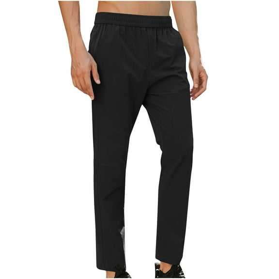 Wyobmus Men's Athletic Running Joggers Workout Gym Pants Lightweight Jogging Track Casual Elastic Waist Pant With Pockets Black