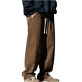 thumbnail image 1 of Wyobmus Men's Baggy Cargo Pants Retro Relaxed Straight Leg Work Pants Loose Outdoor Quick Drying Casual Pants With Drawstring A-Coffee, 1 of 1