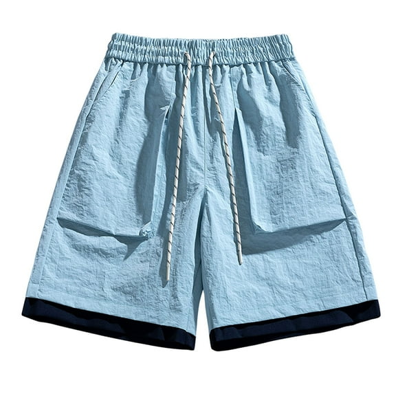 Wyobums Men's Board Shorts Casual Elastic Waist Drawstring Swim Trunks Lightweight Loose Fit Beach Shorts with Pockets M-5XL B-Blue