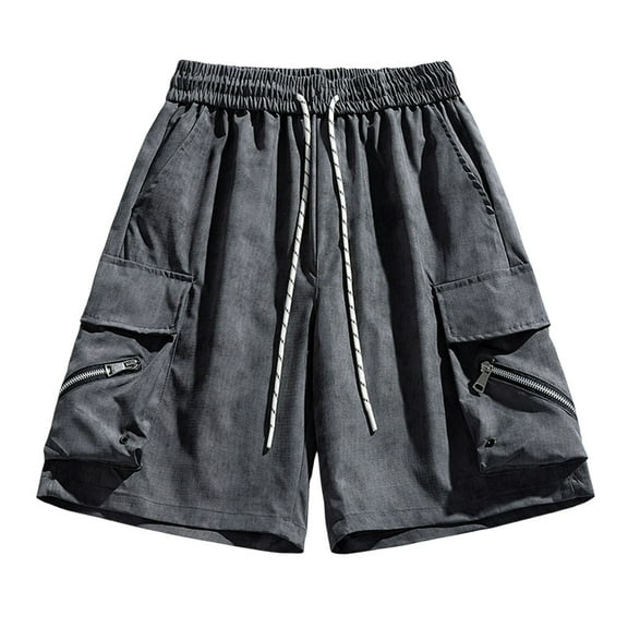 Wyobums Men's Board Shorts Casual Elastic Waist Drawstring Swim Trunks Lightweight Loose Fit Beach Shorts with Pockets M-5XL C-Gray
