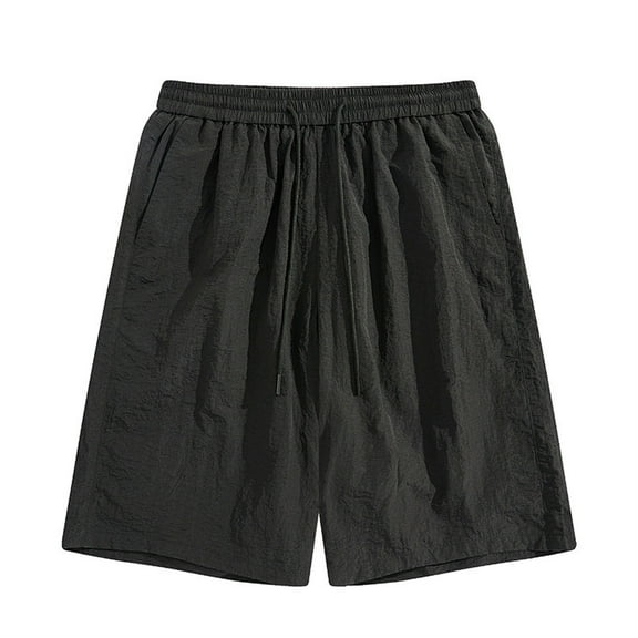Wyobums Men's Board Shorts Casual Elastic Waist Drawstring Swim Trunks Lightweight Loose Fit Beach Shorts with Pockets M-5XL E-Black