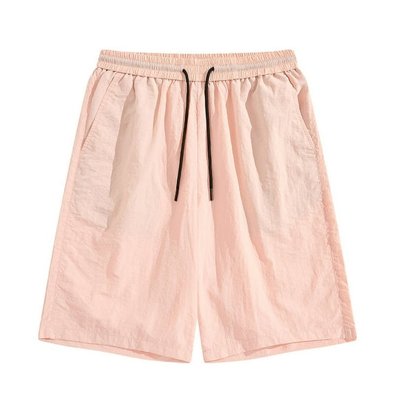 Wyobums Men's Board Shorts Casual Elastic Waist Drawstring Swim Trunks Lightweight Loose Fit Beach Shorts with Pockets M-5XL E-Pink
