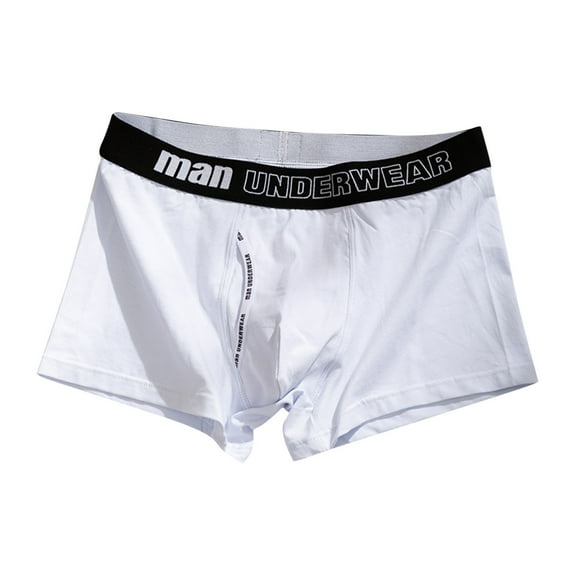 Wyobmus Men's Boxer Briefs Soft Comfortable Underwear Sweamless No Riding-Up Short Boxers with Front Fly B-White