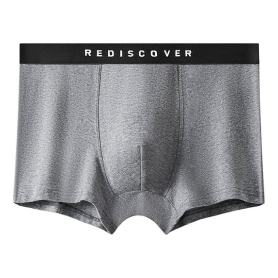 Wyobmus Men's Breathable Cotton Trunks Underwear Low Rise Printed Boxer Briefs Tagless Fitting Underpants D-Dark Gray