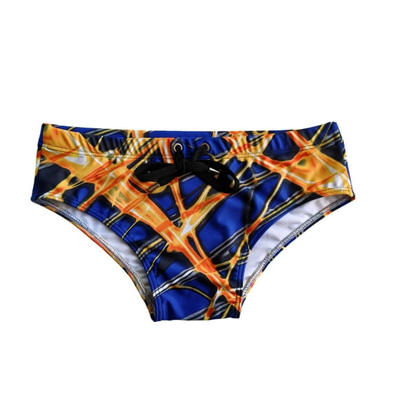 Wyobmus Men's Briefs Low Rise Bikini Beach Bathing Suit Printing Removable Pad Swimming Trunks I-Orange