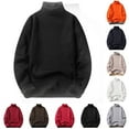thumbnail image 1 of Wyobmus Men's Cable Knit Turtleneck Sweater Winter Fleece Lined Sweatshirts Basic Tops Warm Sweatshirt Navy, 1 of 7