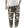 thumbnail image 1 of Wyobmus Men's Camo Cargo Pants Relaxed Fit Twill Pants Casual Elastic Waist Ankle Biding Tactical Pants Lounge Trousers B-Pink, 1 of 5