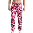 thumbnail image 1 of Wyobmus Men's Camo Cargo Pants Relaxed Fit Twill Pants Casual Elastic Waist Ankle Biding Tactical Pants Lounge Trousers C-Pink, 1 of 6