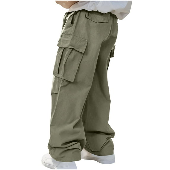 Wyobmus Men's Cargo Pants Baggy Work Pants Spring Winter Plus Size Straight Fit Cargo Sport Pants Green