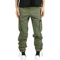thumbnail image 1 of Wyobmus Men's Cargo Pants Closed Bottom Parachute Pants Multiple Pockets Solid Color Quick Dry Work Pants Olive Green, 1 of 5