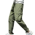 thumbnail image 1 of Wyobmus Men's Cargo Pants Plus Size Work Pants Solid Casual Pocket Joggers Drawstring Waist Baggy Pants,L-5XL B-Olive Green, 1 of 6