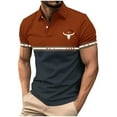 thumbnail image 1 of Wyobmus Men's Casual 1/4 Quater Zip Shirts Western Retro Style Printed Short Sleeve Puulovers Classic Color Blocked Slim Fit T-Shirts A-Navy, 1 of 5