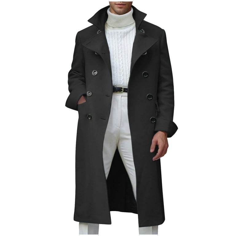 Wyobmus Men's Casual British Style Trench Coat Slim Fit