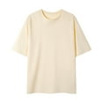 thumbnail image 1 of Wyobmus Men's Casual Cotton Tops Plus Size Plain Short Sleeve Summer T-Shirt Solid Color Loose Crew Neck Baisc Shirt,L-5XL,Beige, 1 of 4