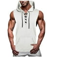 thumbnail image 1 of Wyobmus Men's Casual Hooded Tank Tops Sleeveless Front Lace-Up Workout Shirt Loose Fit Hip Hop Hoodies Sport Shirt M-3X White, 1 of 5