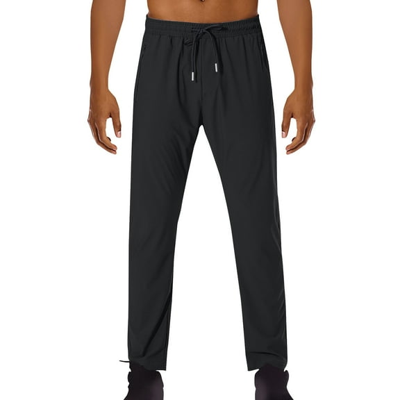 Wyobmus Men's Casual Jogger Pants With Pockets Stretch Sweatpants Loose Fit Drawstring Waist Track Pants Joggers for Work Running B-Black