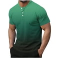 thumbnail image 1 of Wyobmus Men's Casual Shirt Gradient Color Short Sleeve Henley Shirt Casual Contton Button Up Round Neck Muscle Blouse Green, 1 of 6