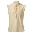 thumbnail image 1 of Wyobmus Men's Casual Tank Tops Cotton Tank Tops Medieval Shirt Lace-Up Sleeveless Slim Fitted Shirts L-5X Beige, 1 of 8