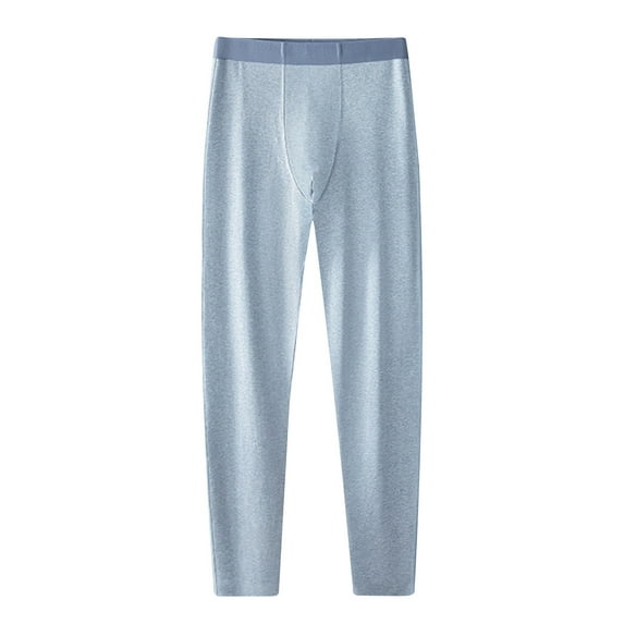 Wyobmus Men's Compression Pants Athletic Warm Tight Leggings Baselayer Bottoms Light Blue