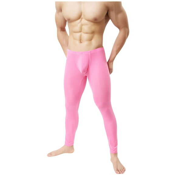 Wyobmus Men's Athletic Pants Cool Drying High Waisted Yoga Pant Stretchy Moisture-Wicking Workout Sports Tights C-Hot Pink