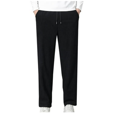 Wyobmus Men's Corduroy Sweatpants Drawstring Waisted Pocket Sports Jogger Pants Casual Oversized Straight Leg Pants Black
