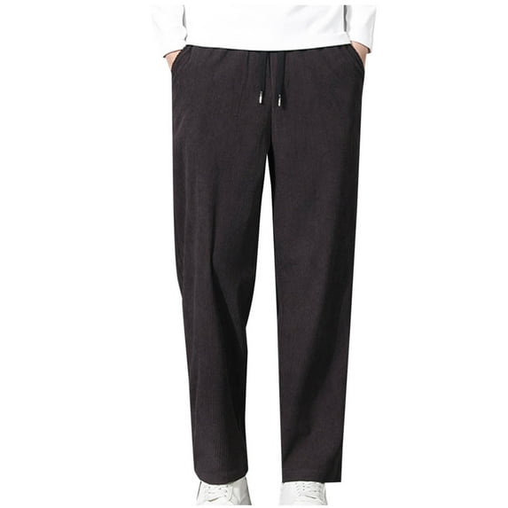 Wyobmus Men's Corduroy Sweatpants Drawstring Waisted Pocket Sports Jogger Pants Casual Oversized Straight Leg Pants Brown