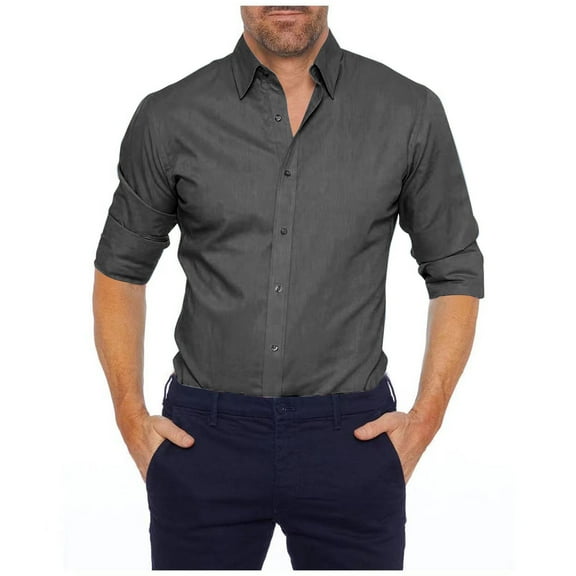 Wyobmus Men's Cotton Lined Cardigan Shirts Casual Fashion Turndown Collar Long Sleeve Zipper Linen Button Shirt Tops Blouse Gray