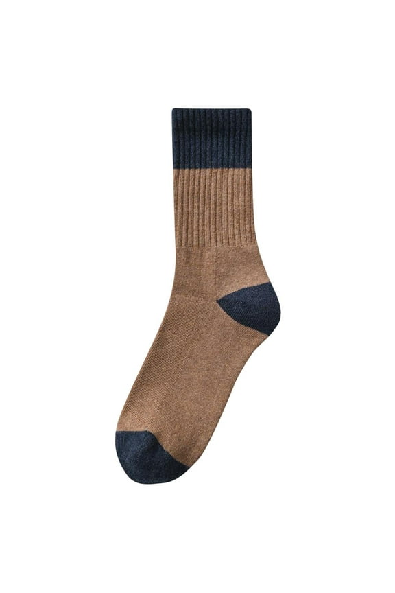 Men's Cotton Socks Winter Thickened Fleece Socks Athletic Cushioned No Show Crew Socks Khaki*