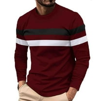 Wyobmus Men's Crewneck Sweater Color Block Striped Pullover Soft Thermal Knitted Sweater Long Sleeve Casual Tee Shirt Burgundy