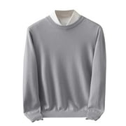 Wyobmus Mens Crewneck Sweaters Casual Lightweight Slim Fit Basic Tops Knitted Pullover Solid Sweaters D-Gray