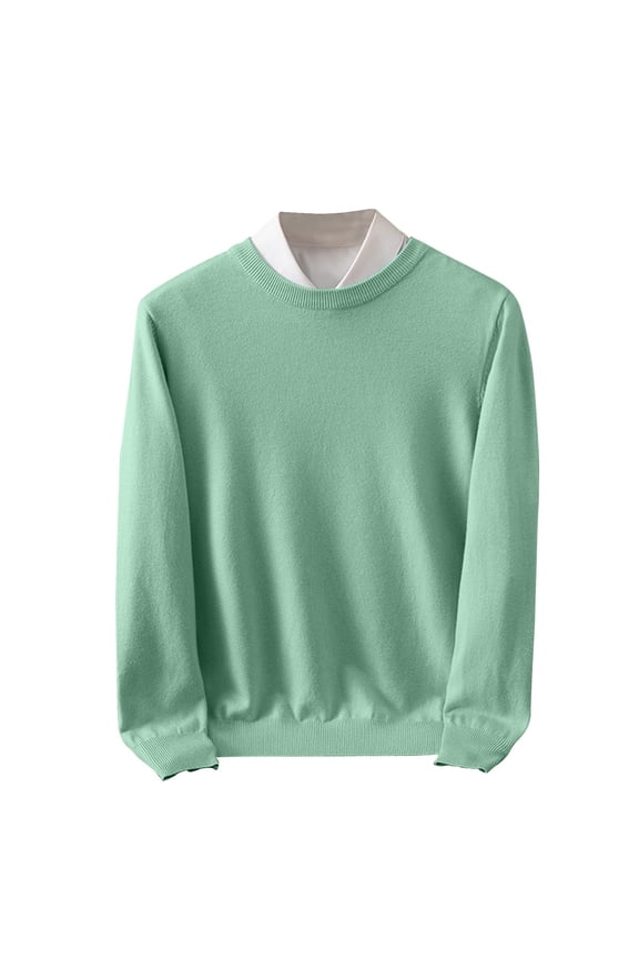 Men's Crewneck Sweaters Casual Lightweight Slim Fit Basic Tops Knitted Pullover Solid Sweaters D-Mint Green