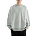 thumbnail image 1 of Wyobmus Men's Crewneck Sweatshirt Casual Long Sleeve Solid Color Sweatshirts Fashion Dropped Shoudler Pullover Shirts A-Green, 1 of 1