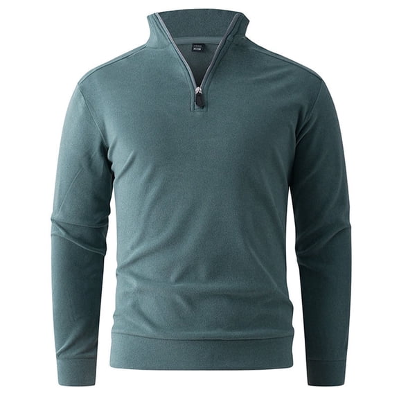 Wyobmus Men's 1/4 Zipper Derung Tops Vintage Mockneck Long Sleeve Sweaters Solid Color Stretchy Pullover Sweatshirts Fleece Warm Cable Knitted Underwear Tops Light Blue