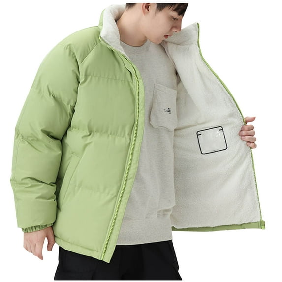 Wyobmus Men's Down Jacket Full Zipper Warm Puffer Jacket Winter Coats Water Resistant Windproof Insulated Jacket Green
