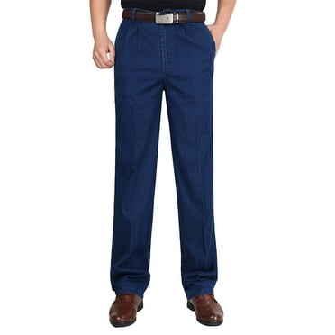 Wyobmus Men's Dress Pants Relaxed Fit Hidden Expandable Waist Suit Pants Flex Flat Front Business Formal Taoered Pants B-Blue