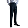 thumbnail image 1 of Wyobmus Men's Dress Pants Solid Hidden Expandable Waist Pleat Front Trousers High Waist Straight Leg Suit Pants A-Black, 1 of 3