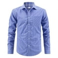 thumbnail image 1 of Wyobmus Men's Dress Shirt Regular Fit Stretch Long Sleeve Cotton Blend Business Shirts Wrinkle-Free Casual Button-Down Work Wedding Shirts with Front Pocket B-Blue, 1 of 5