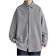 thumbnail image 1 of Wyobmus Men's Dress Shirts M-5XL Plus Size Casual Shirt Loose Button Down Lapeled Long Sleeve Pullover Breathable Shirt Blouse Tops Gray, 1 of 4
