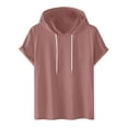 thumbnail image 1 of Wyobmus Men's Short Sleeve Hoodies Loose Athletic Hoodded Tops Solid Active Hoodie Sweatshirt Size,S-4XL Pink, 1 of 7