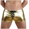 thumbnail image 1 of Wyobmus Men's Faux Leather Briefs Slim Fit Shiny Underwear Shorts Steel Pipe Leather Underpants Yellow, 1 of 4